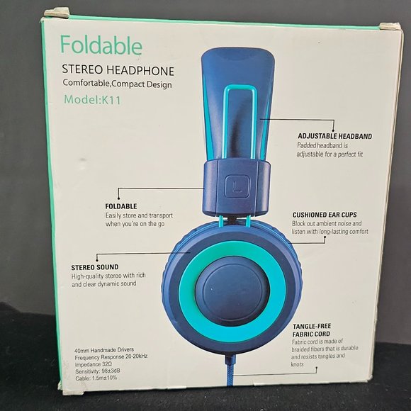 Nool Products Model: K11 Foldable Stereo Headphone NIB - Picture 2 of 2